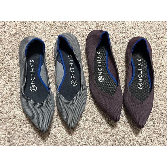 ROTHY’S The Point Flat Shoe 5 Lot of 2 Pairs Purple Gray